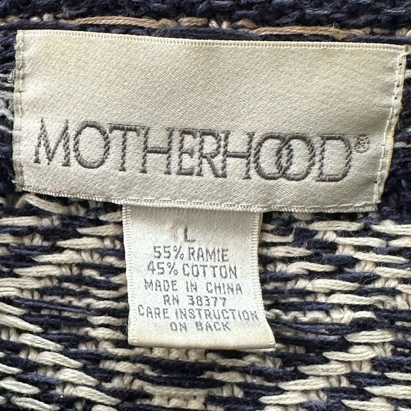 MOTHERHOOD Tribal Style Knit Cardigan Sweater Zip Up Blue Beige Size Large - Picture 12 of 17